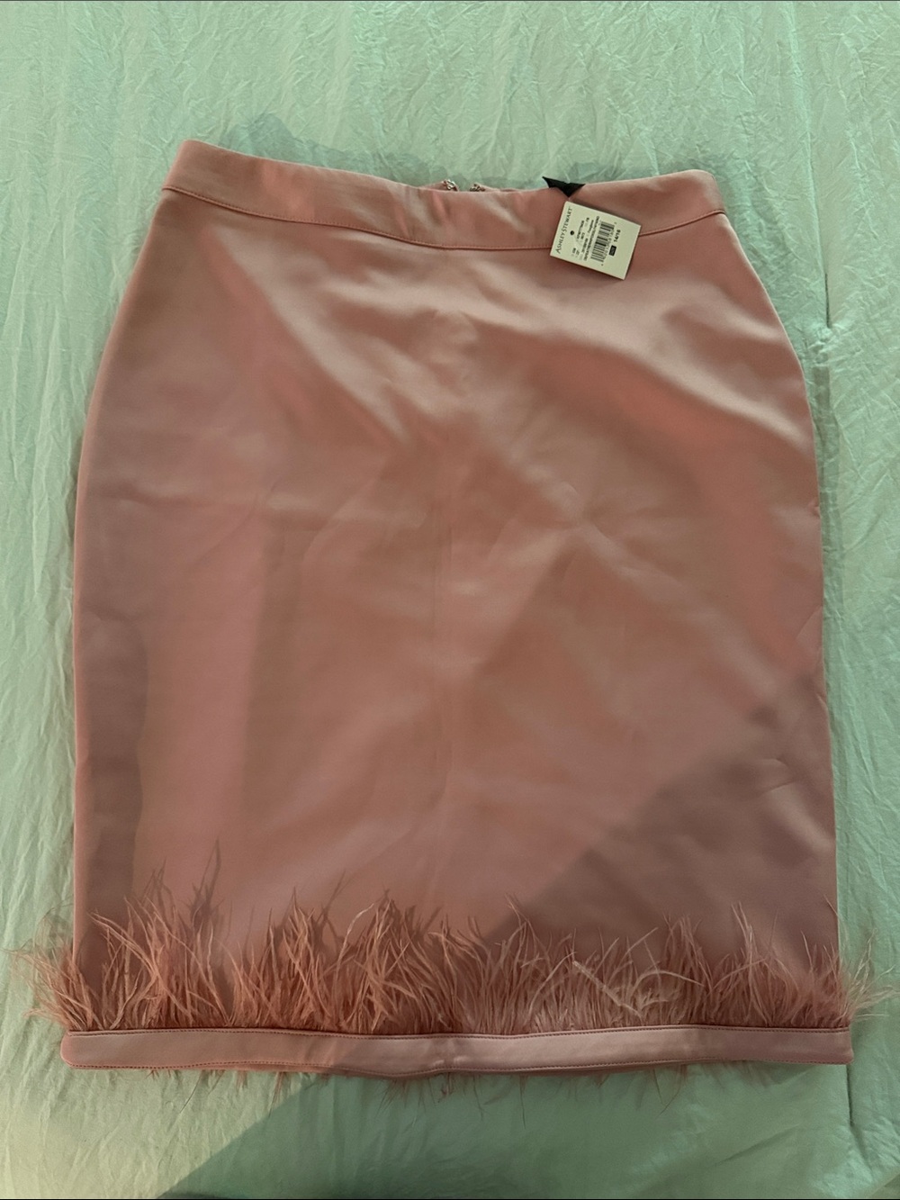 Ashley Stewart Dusty Pink Feather-Hem Pencil Skirt